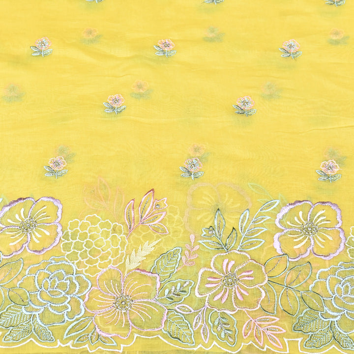 Mul Chanderi Floral Thread & Zari Embroidery Fabric – Designer Summer Fabric HC0041-2