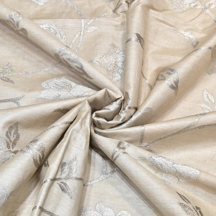 Pure Moonga Silk Zari Embroidery Fabric – Premium Designer Ethnic Fabric for Wedding & Festive Wear -MS3604-1