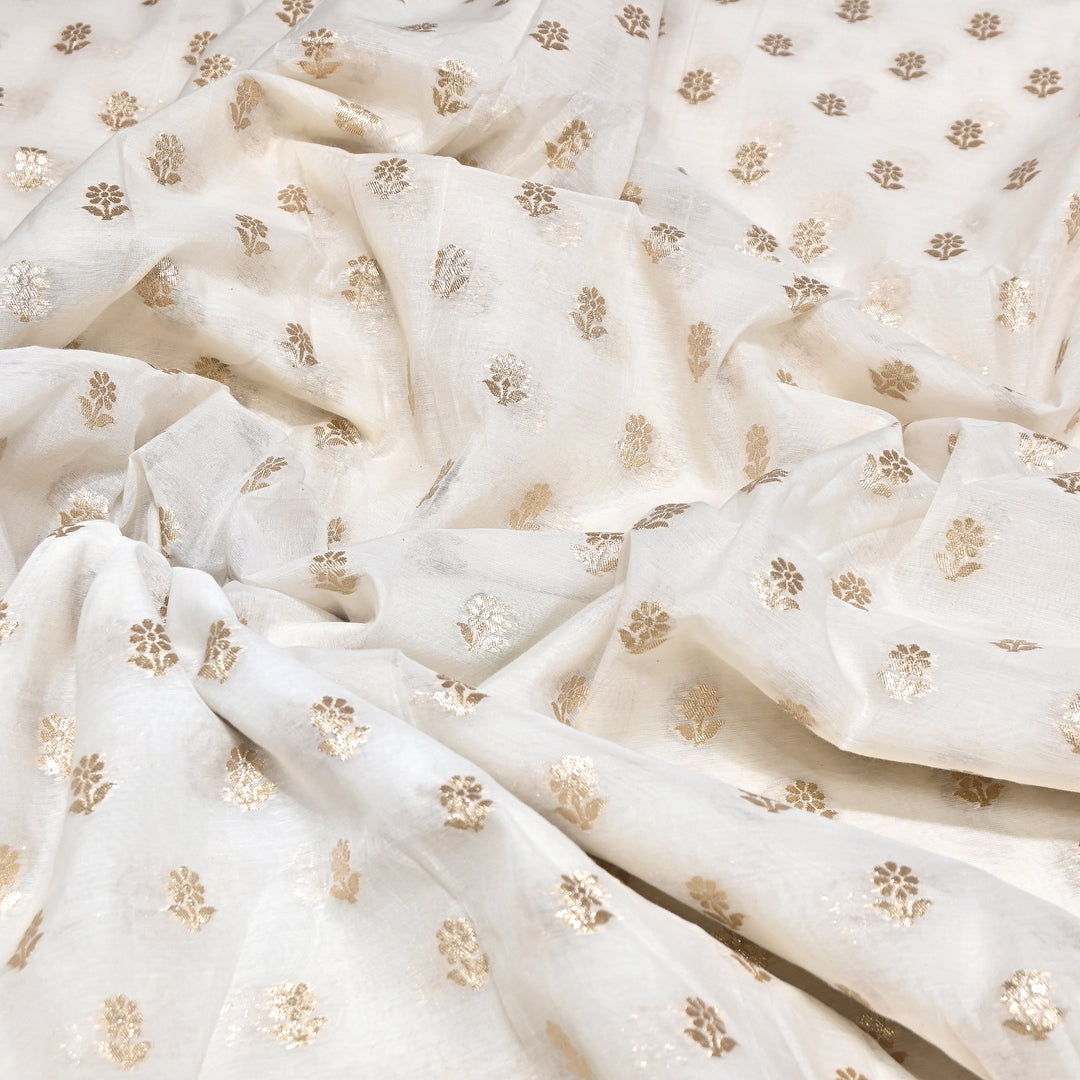 Banarasi Chanderi Gold Mat Zari Fabric – Premium Designer Ethnic Wear Fabric 000313-6