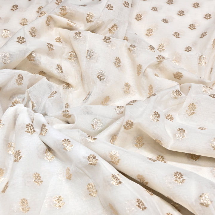 Banarasi Chanderi Gold Mat Zari Fabric – Premium Designer Ethnic Wear Fabric 000313-6