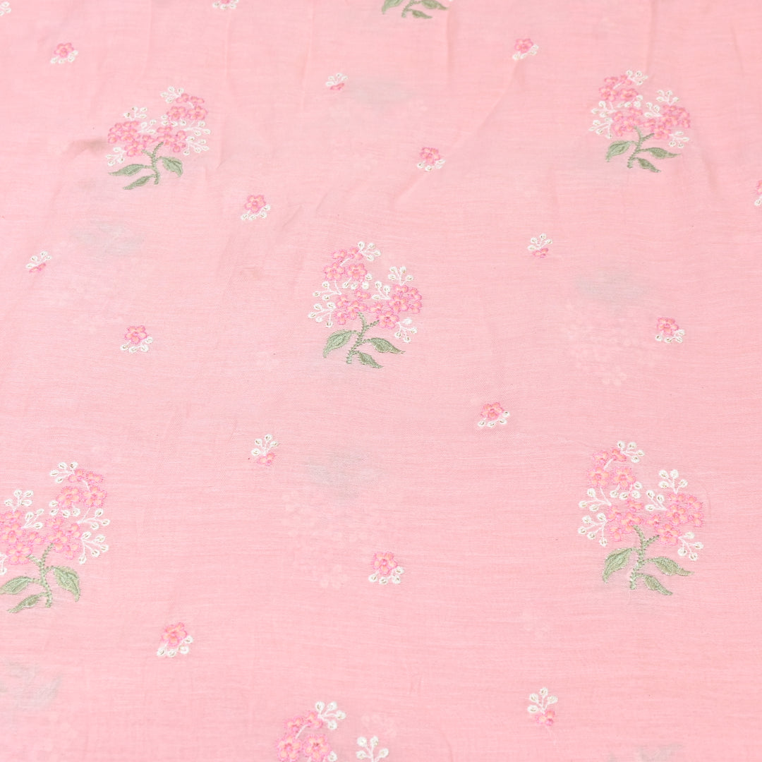PASTEL PINK COLOR MUL CHANDERI THREAD EMBROIDERY FABRIC - GP4822- 04