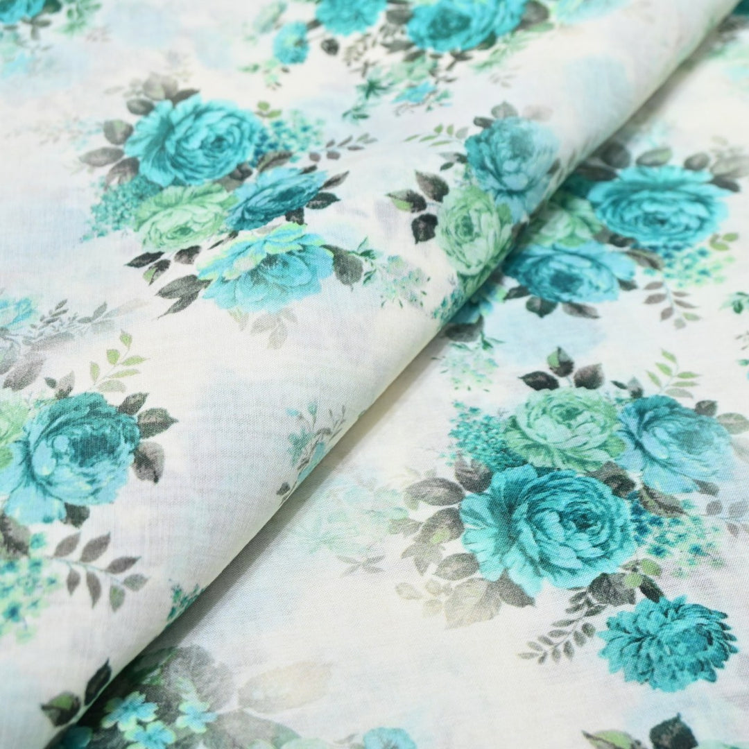 Multicolor Mul Chanderi Digital Print Fabric Lightweight Designer Printed Fabric-NS0182-7