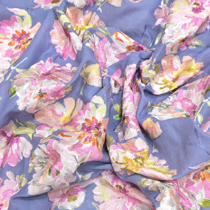 Moss Cotton Position Print With Thread Embroidery Fabrics