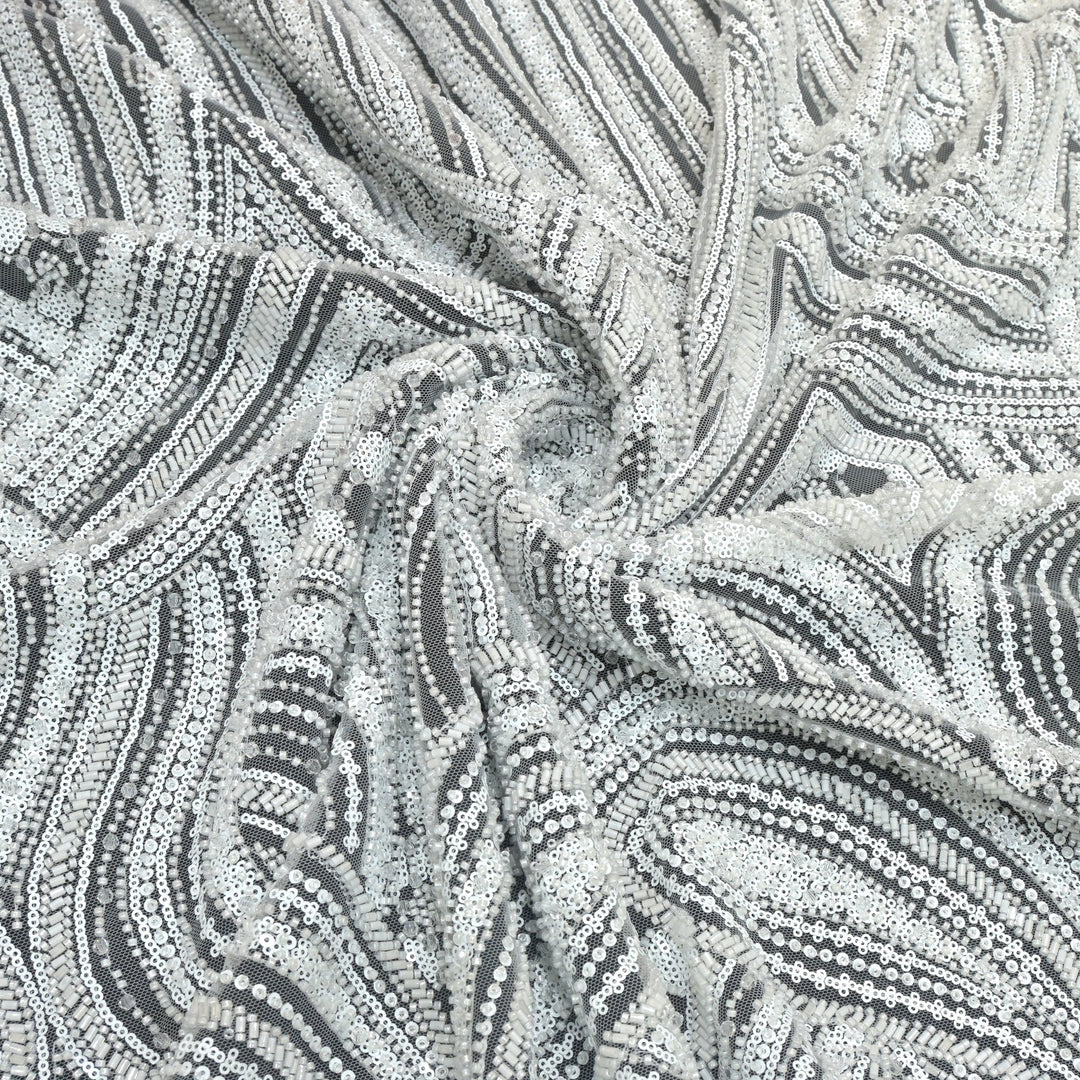 Imported Net Cutdana With Sequins Handwork Embroidery Fabrics
