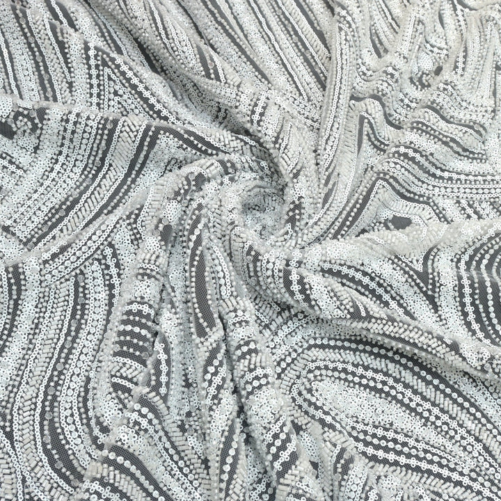 Imported Net Cutdana With Sequins Handwork Embroidery Fabrics