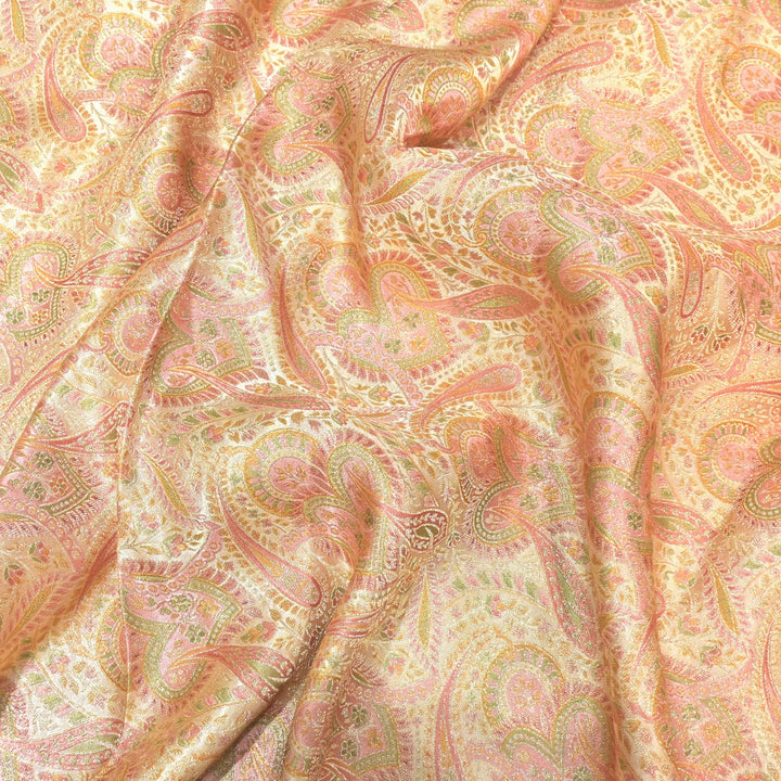 Gajji Satin Position Print Zari Jacquard Fabrics