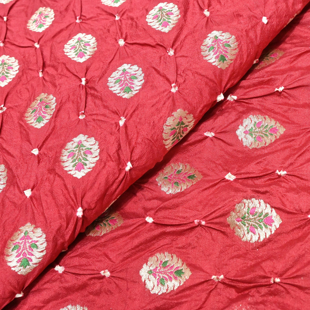 Pure Chiniya Silk Zari And Hand Bandhani Fabrics