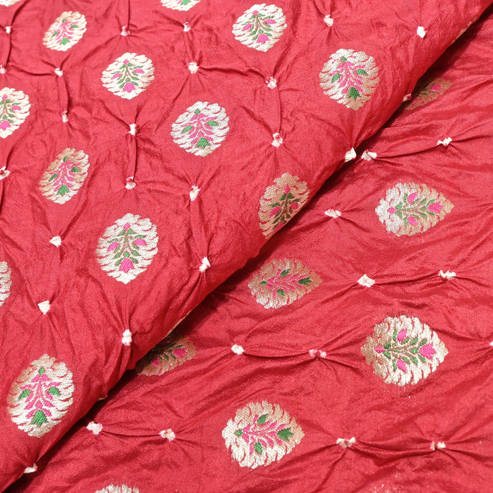 Pure Chiniya Silk Zari And Hand Bandhani Fabrics