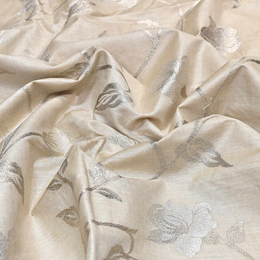 Pure Moonga Silk Zari Embroidery Fabric – Premium Designer Ethnic Fabric for Wedding & Festive Wear -MS3604-1