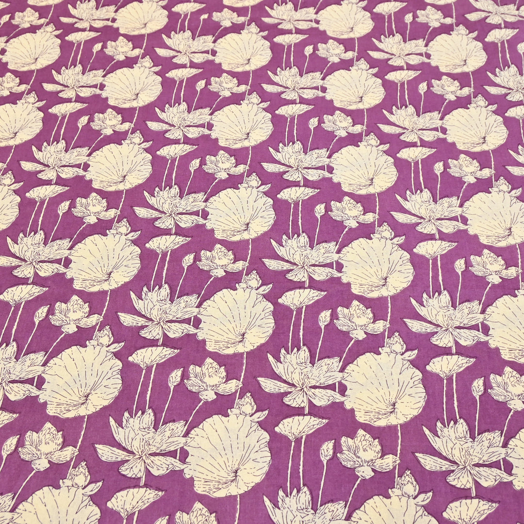 Plum Purple Cotton Linen Print