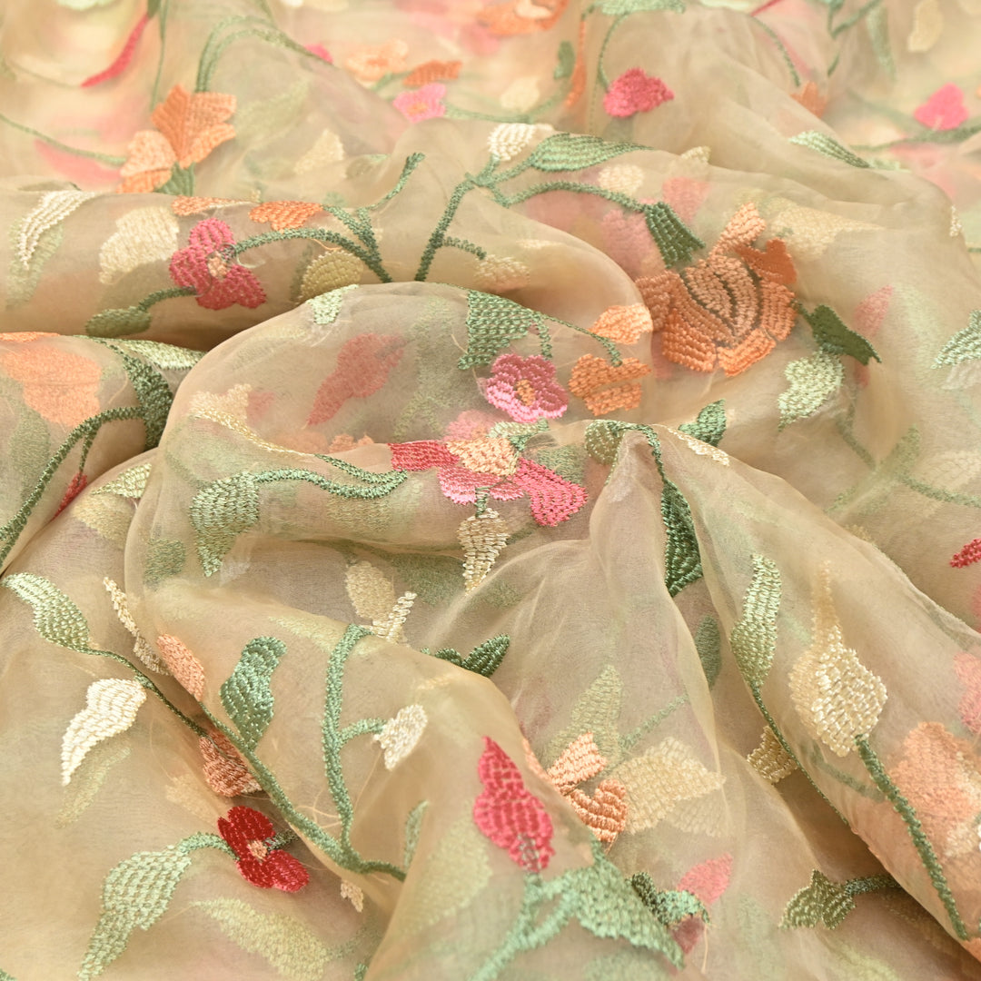 Premium Silk Organza Thread & Sequence Embroidery Fabric-V1117C-6D