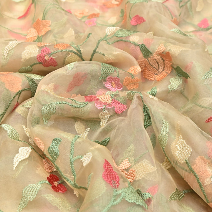 Premium Silk Organza Thread & Sequence Embroidery Fabric-V1117C-6D