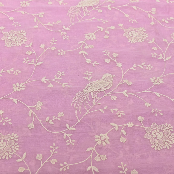 POWDER PINK COLOR MUL CHANDERI THREAD EMBROIDERY FABRIC GP4120-3