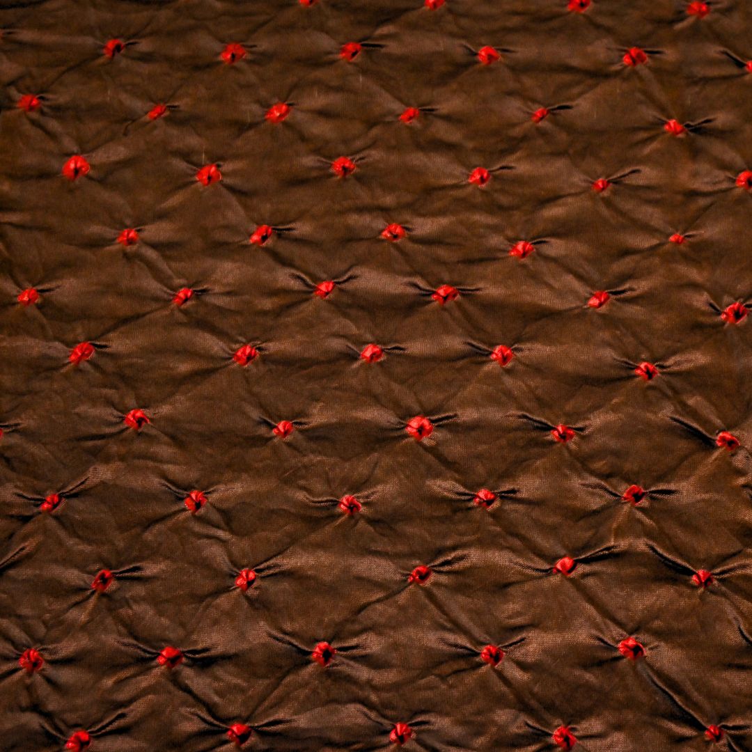 Chocolate Brown Pure Silk Chanderi Bandhni Fabric | CN-79-1087