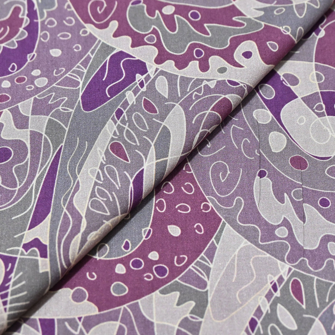 Grey Omura Cotton Plum Abstract Print