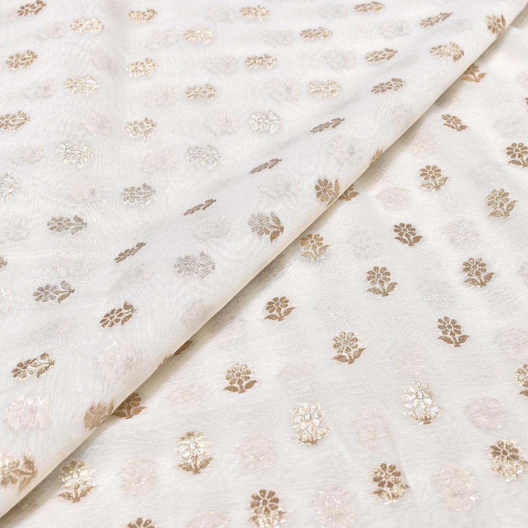 Banarasi Chanderi Gold Mat Zari Fabric – Premium Designer Ethnic Wear Fabric 000313-6