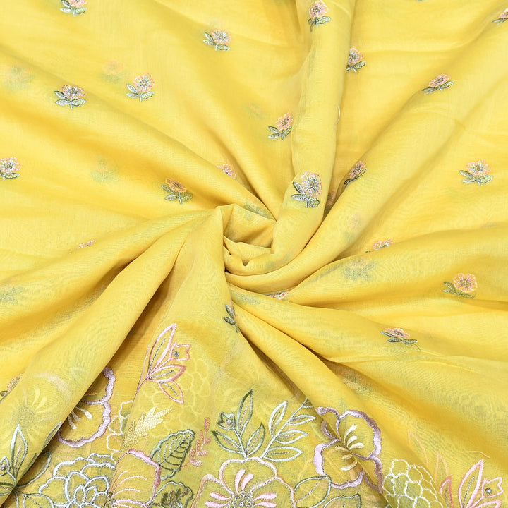 Mul Chanderi Floral Thread & Zari Embroidery Fabric – Designer Summer Fabric HC0041-2