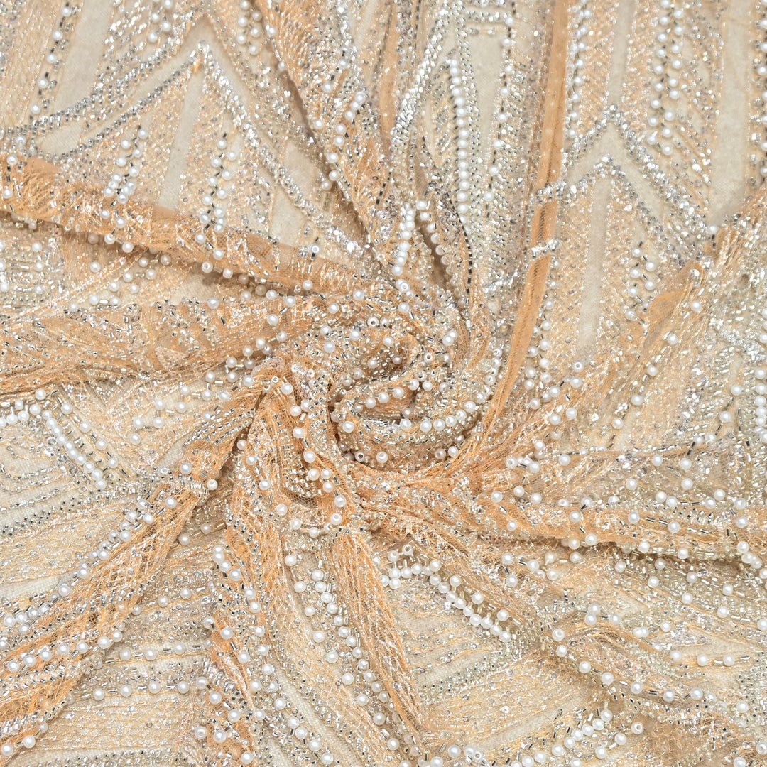 IMPORTED PEARL & BEADED FABRIC- 28RJ00- 02