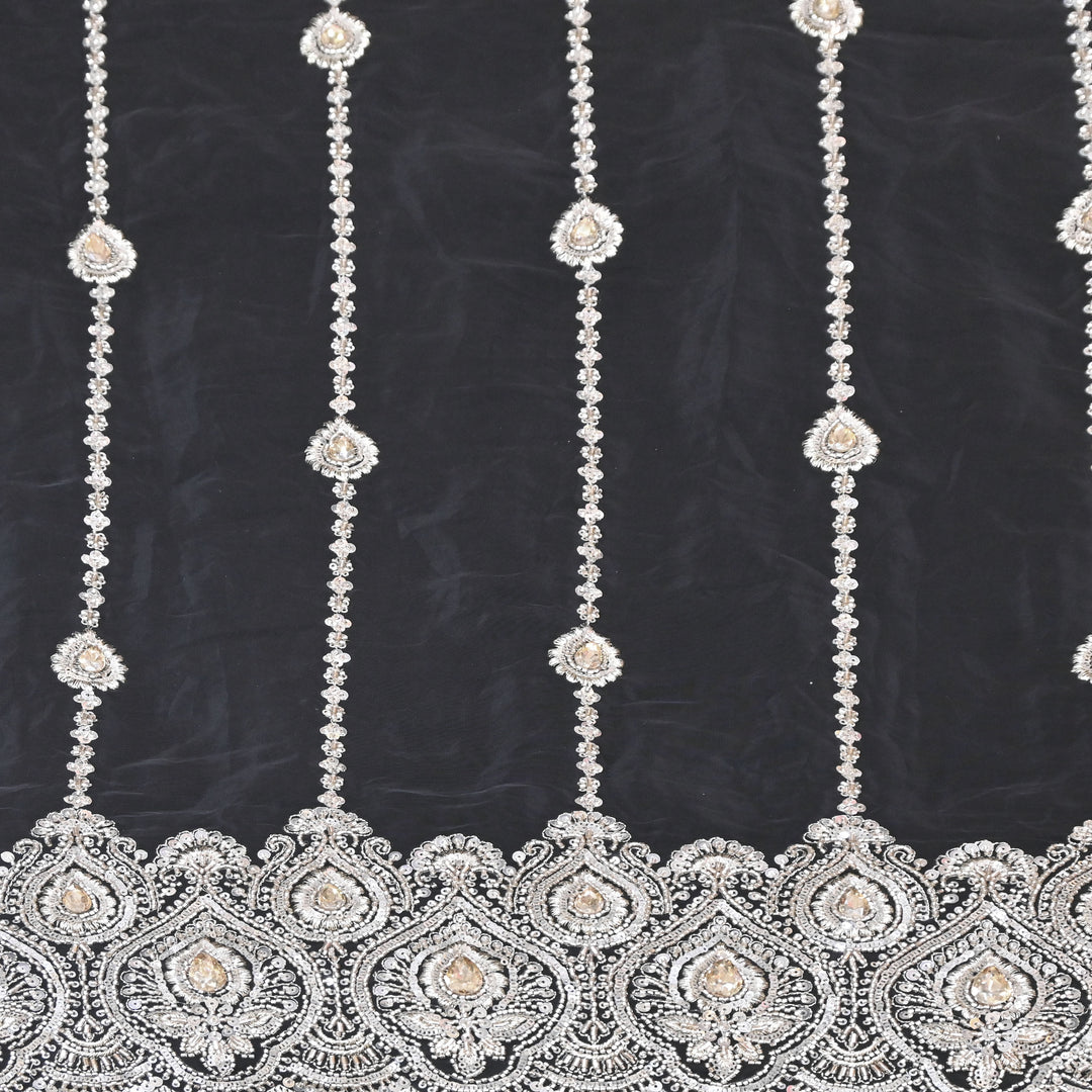 Black Fabric with Zari, Cutdana & Sequins Embroidery