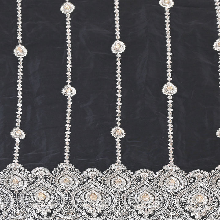 Black Fabric with Zari, Cutdana & Sequins Embroidery