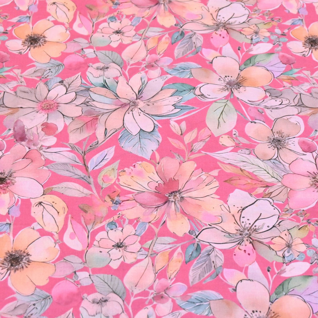 Multicolor Cotton Digital Print Fabric -Soft Cotton Prints Fabric-DA1124-9
