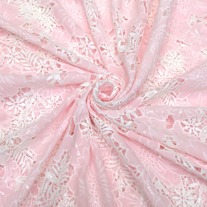 Crocia Cut Work With Watter Sequence Embroidery on Imported Crepe Fabrics