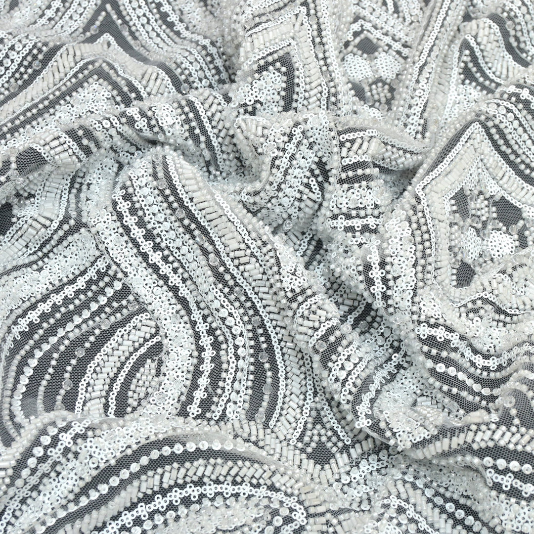 Imported Net Cutdana With Sequins Handwork Embroidery Fabrics