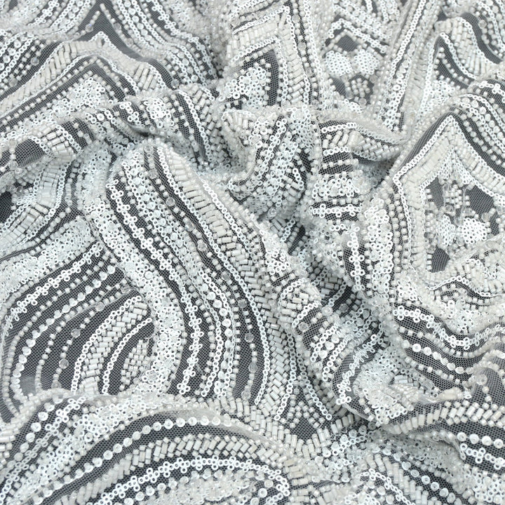 Imported Net Cutdana With Sequins Handwork Embroidery Fabrics