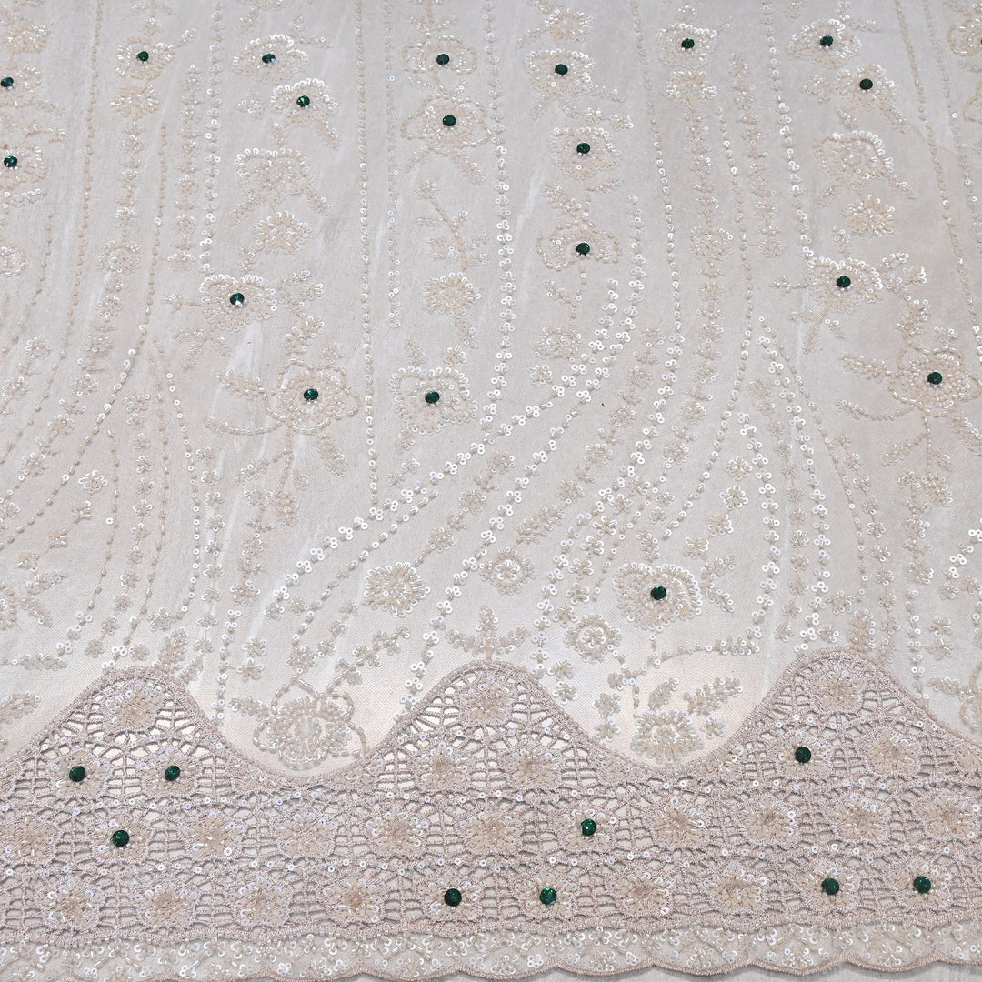 Imported Heavy Beaded & Sequin Embroidery Net Fabric- 8826348-02