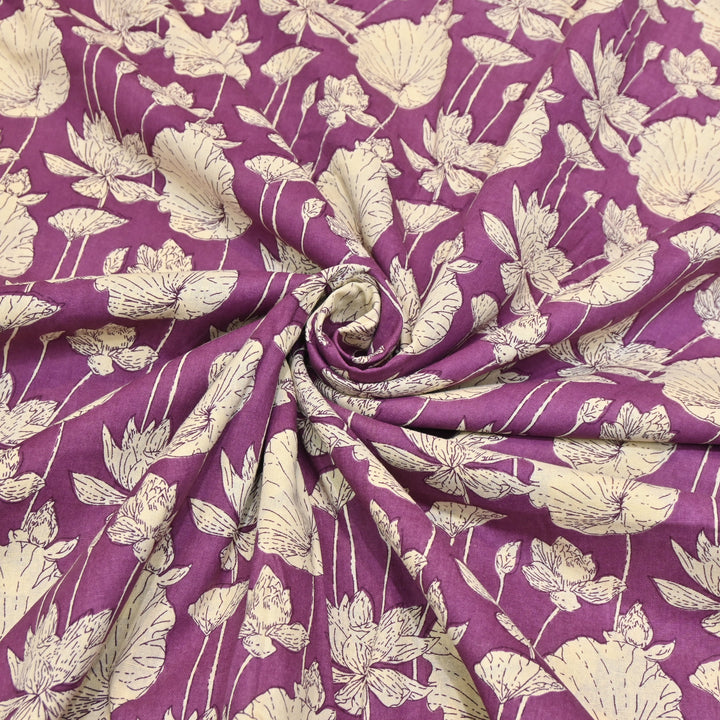 Plum Purple Cotton Linen Print