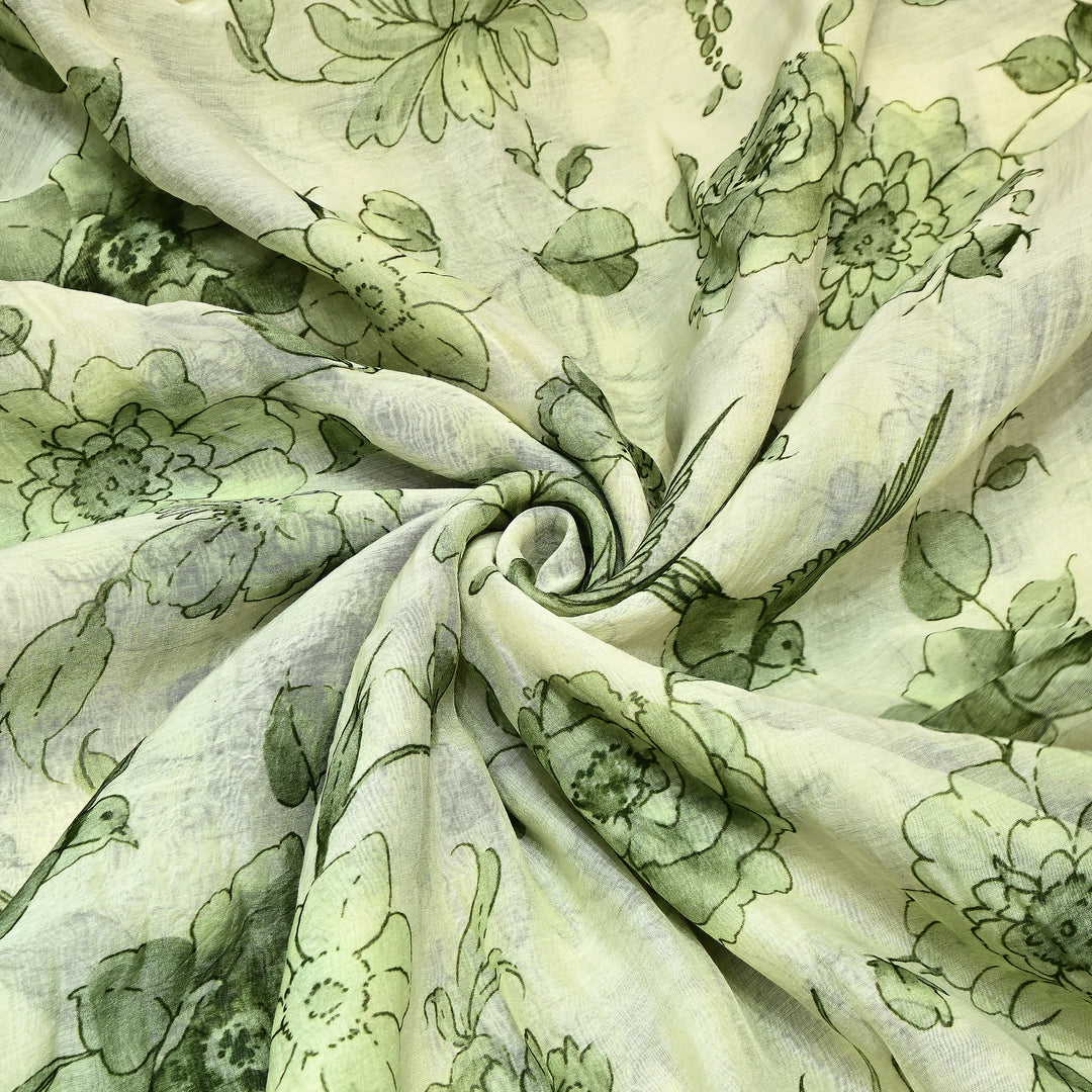 Mul Chanderi Digital Print Fabric - Soft Lightweight Designer Fabric GT0185-1G