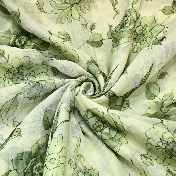 Mul Chanderi Digital Print Fabric - Soft Lightweight Designer Fabric GT0185-1G