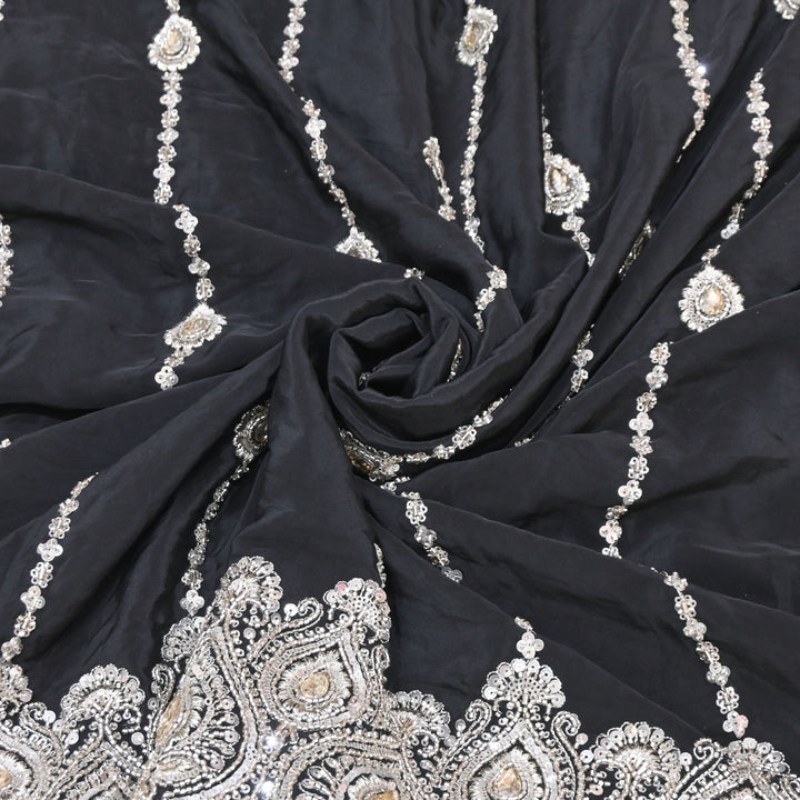 Black Fabric with Zari, Cutdana & Sequins Embroidery