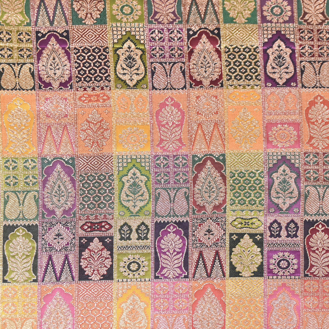 Multi Rangoli Brocade Fabric – Premium Zari Woven Designer Brocade Fabric 001006-A18