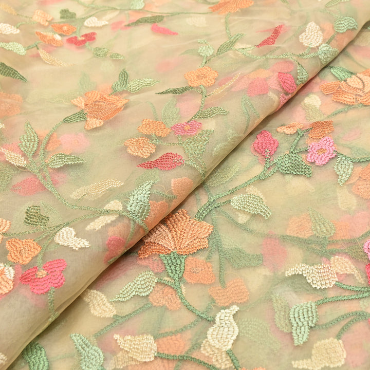 Premium Silk Organza Thread & Sequence Embroidery Fabric-V1117C-6D