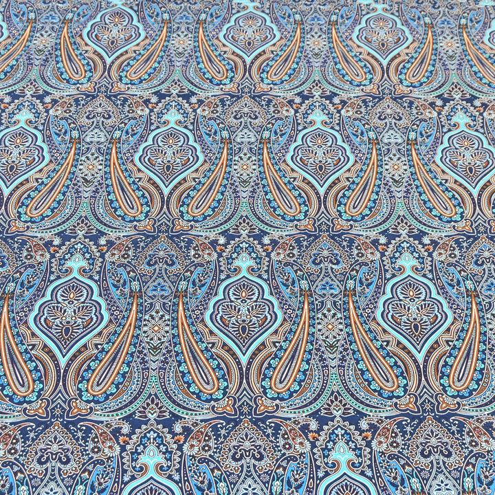 Turquoise Blue Omura Cotton Paisley Print