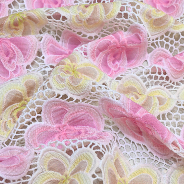 Imported Premium Crepe Cutwork Embroidery Fabric – Floral Designer Soft Crepe Material-TD0C84-3A