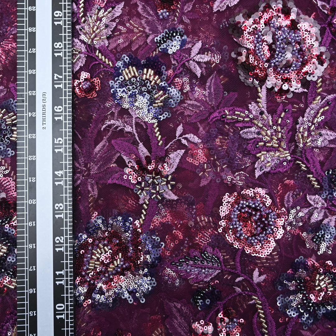 wine Net Imported Embroidery Fabric.| 24T95