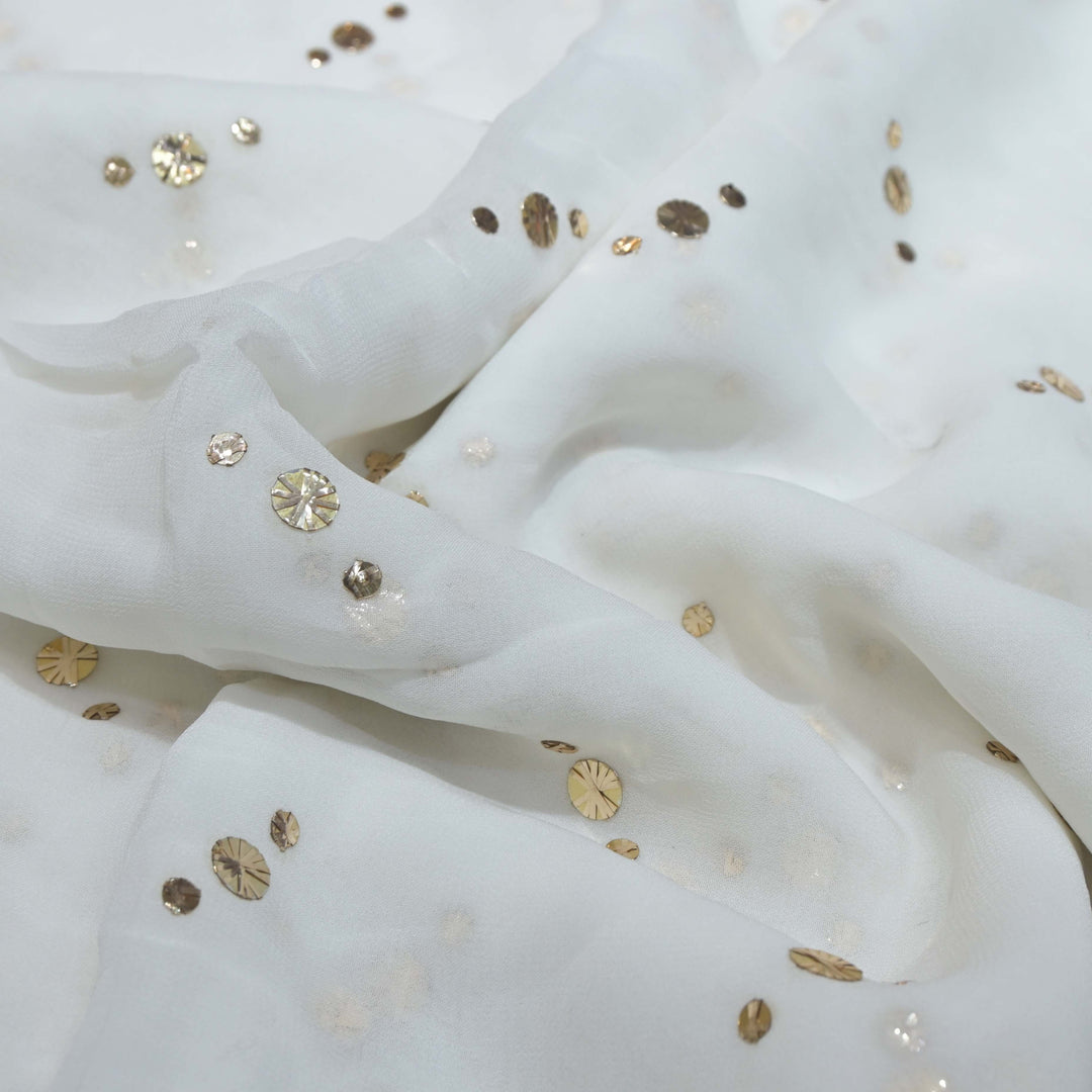 Viscose Georgette Awla Tikki Mukaish Hand Work Fabrics