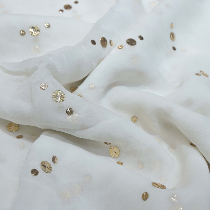 Viscose Georgette Awla Tikki Mukaish Hand Work Fabrics