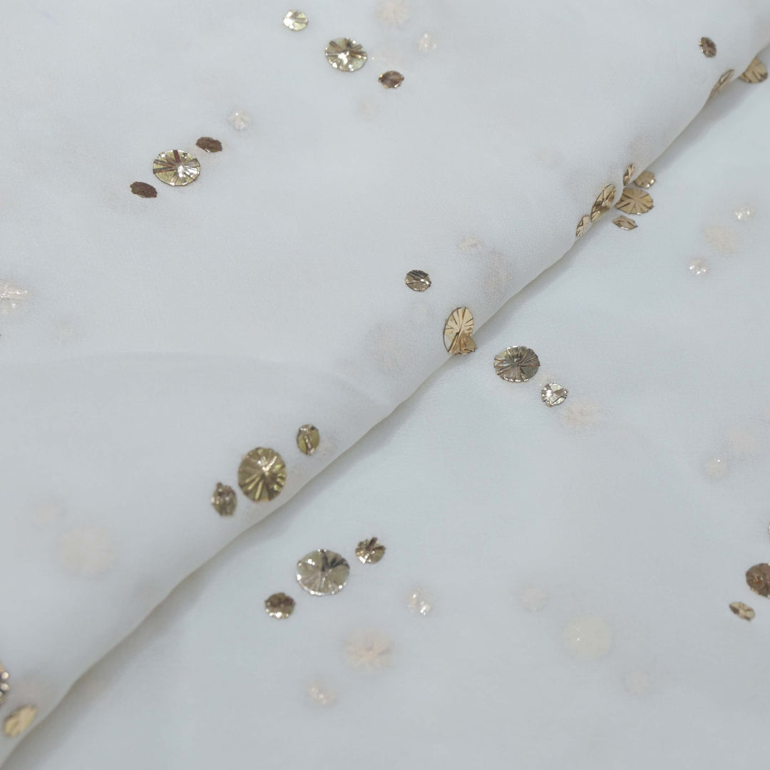 Viscose Georgette Awla Tikki Mukaish Hand Work Fabrics