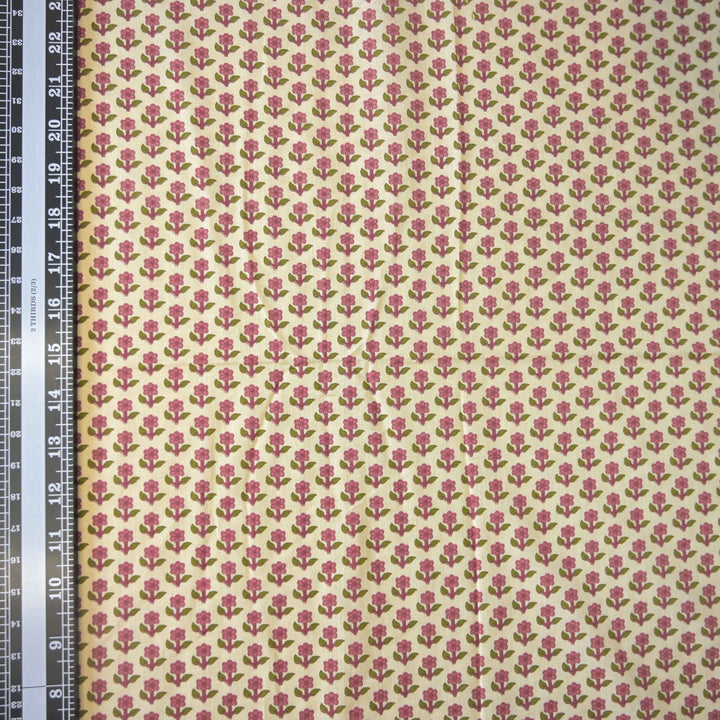Pink Mini Floral Buti Printed Cotton Fabric