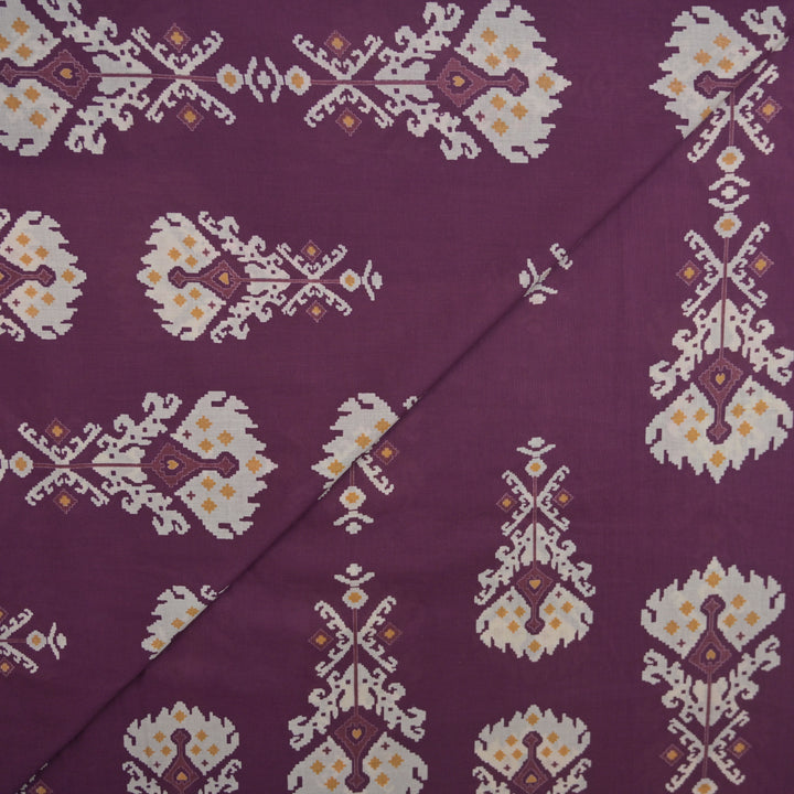 Dark Purple Cotton Fabric in Traditional Print
