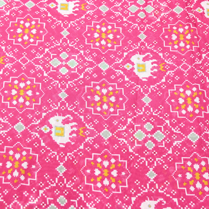 Rani Pink Ethnic Buta Floral Print Muslin Fabric