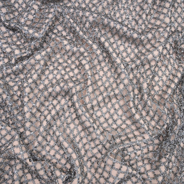 Ash Grey Imported Net Fabric with Cutdana Embroidery