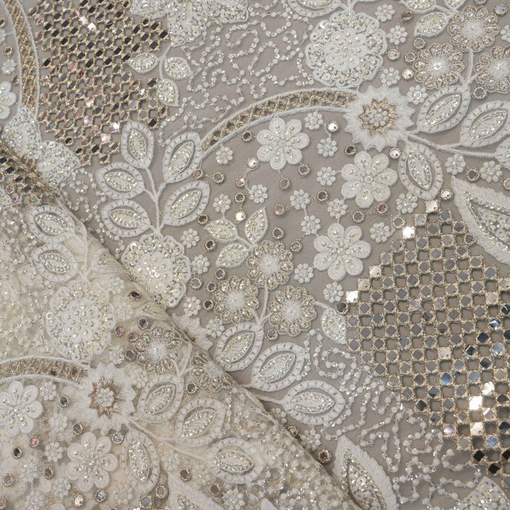 a decorative fabric with intricate patterns and embellishments.