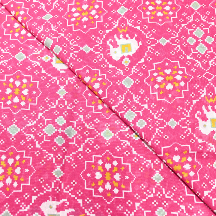 Rani Pink Ethnic Buta Floral Print Muslin Fabric