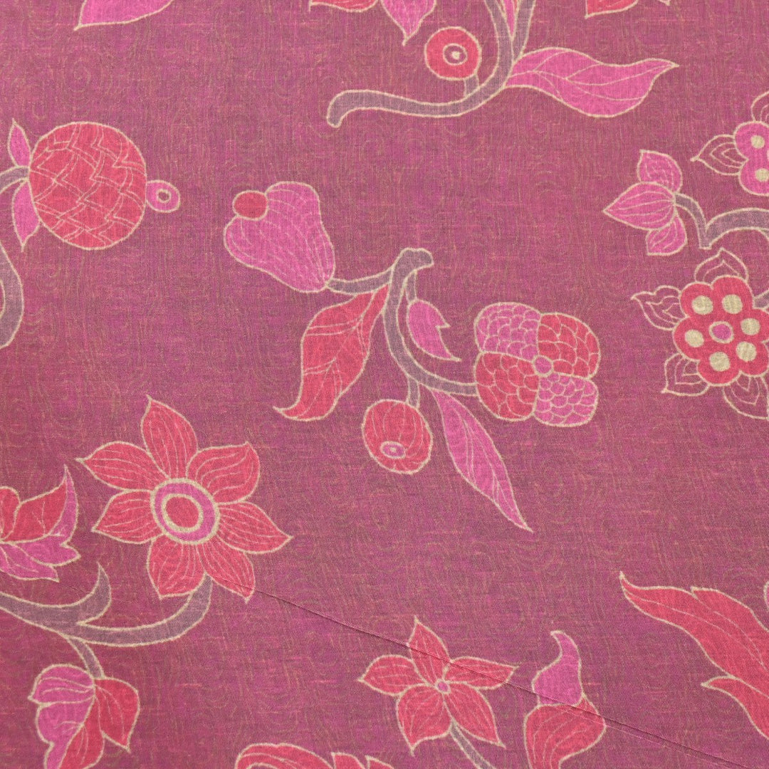 Tulip Pink Colour Viscose Crape Digital Print Fabrics