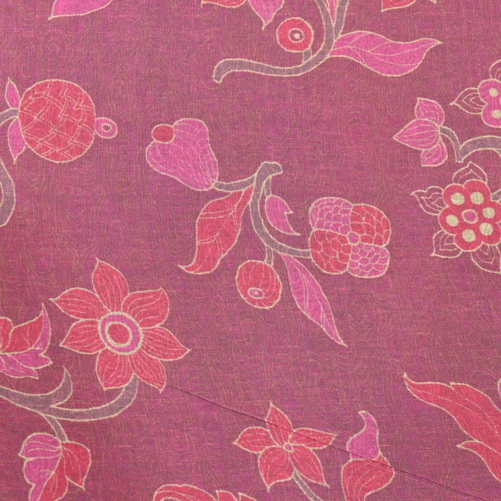 Tulip Pink Colour Viscose Crape Digital Print Fabrics