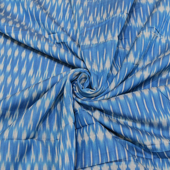 Silk Blue Pure Ikkat Print Fabric-VH0065-1